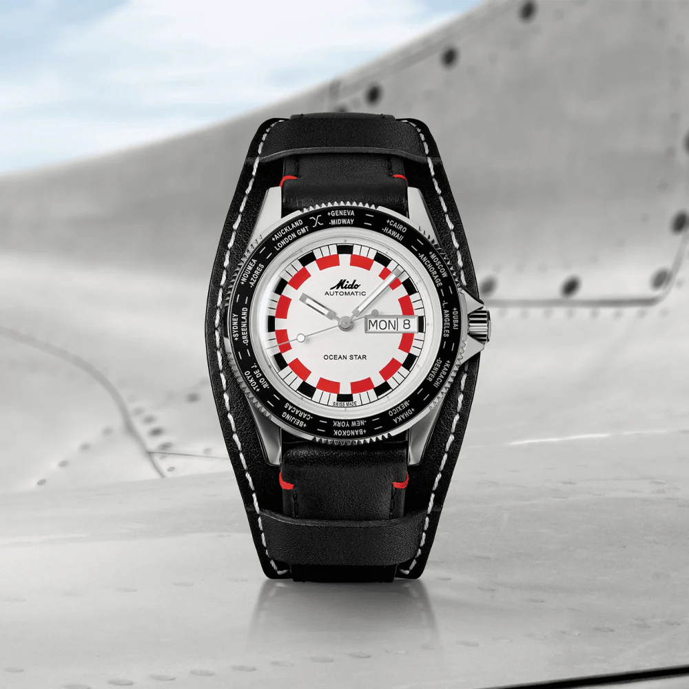 Ocean Star Worldtimer 40.5mm - Silver on Leather Strap - Image 5