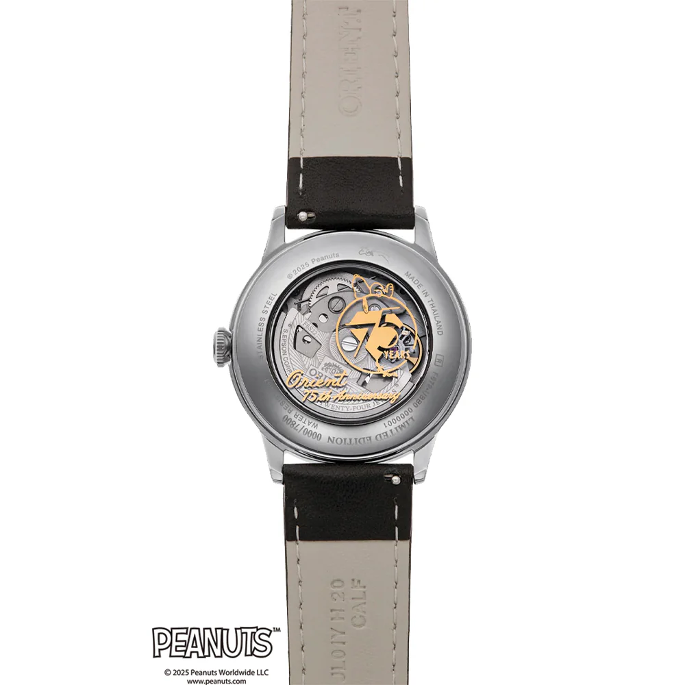 Orient Peanuts 75th Anniversary Limited Edition Bambino 38mm - White on Leather Strap - Image 3