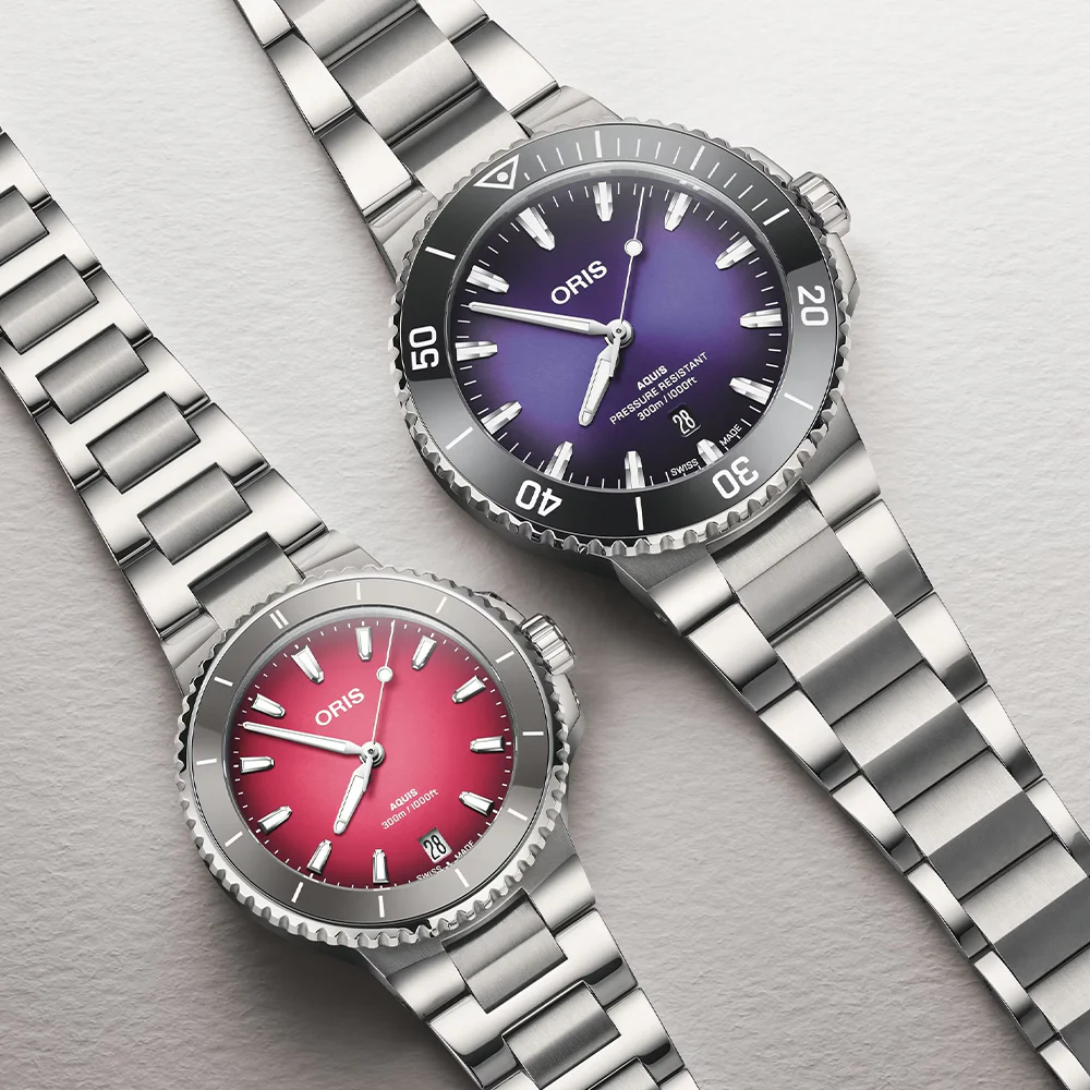 Aquis Date Ceramic Bezel "Berries" Edition 36.5mm - Pink on Bracelet - Image 4