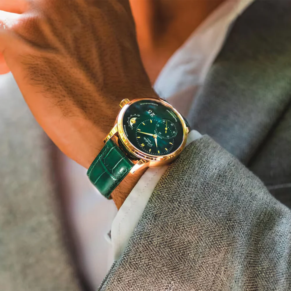 PanoMaticLunar Red Gold 40mm - Green on Strap - Image 3