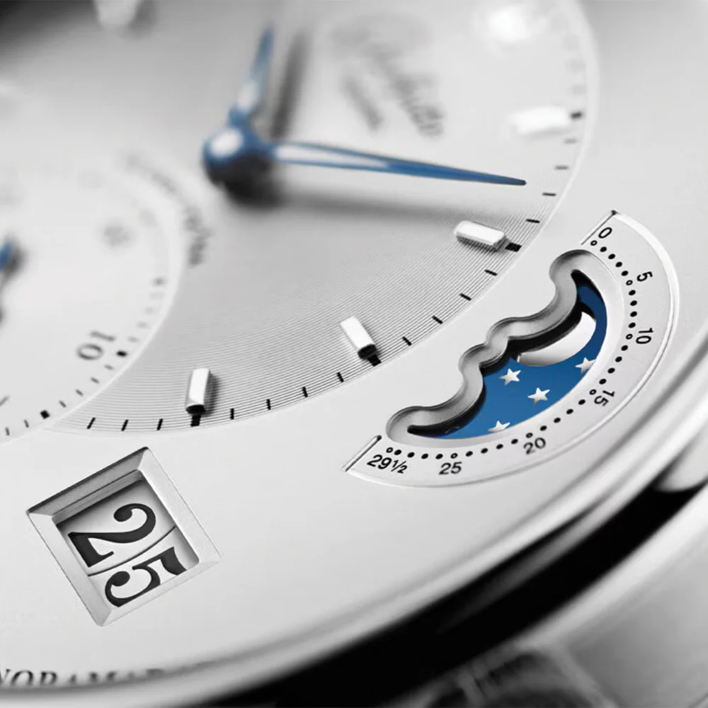 PanoMaticLunar 40mm - Silver on Leather Strap - Image 5
