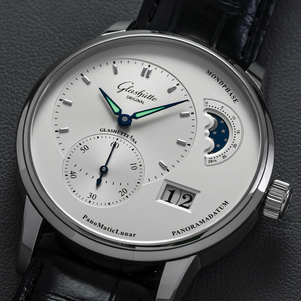 PanoMaticLunar 40mm - Silver on Leather Strap - Image 9