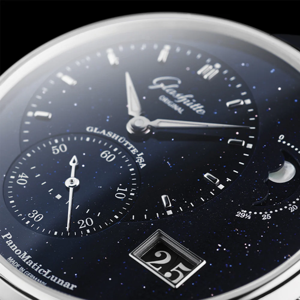 PanoMaticLunar Platinum Automatic Limited Edition 40mm - Blue on Synthetic Fabric Strap - Image 2