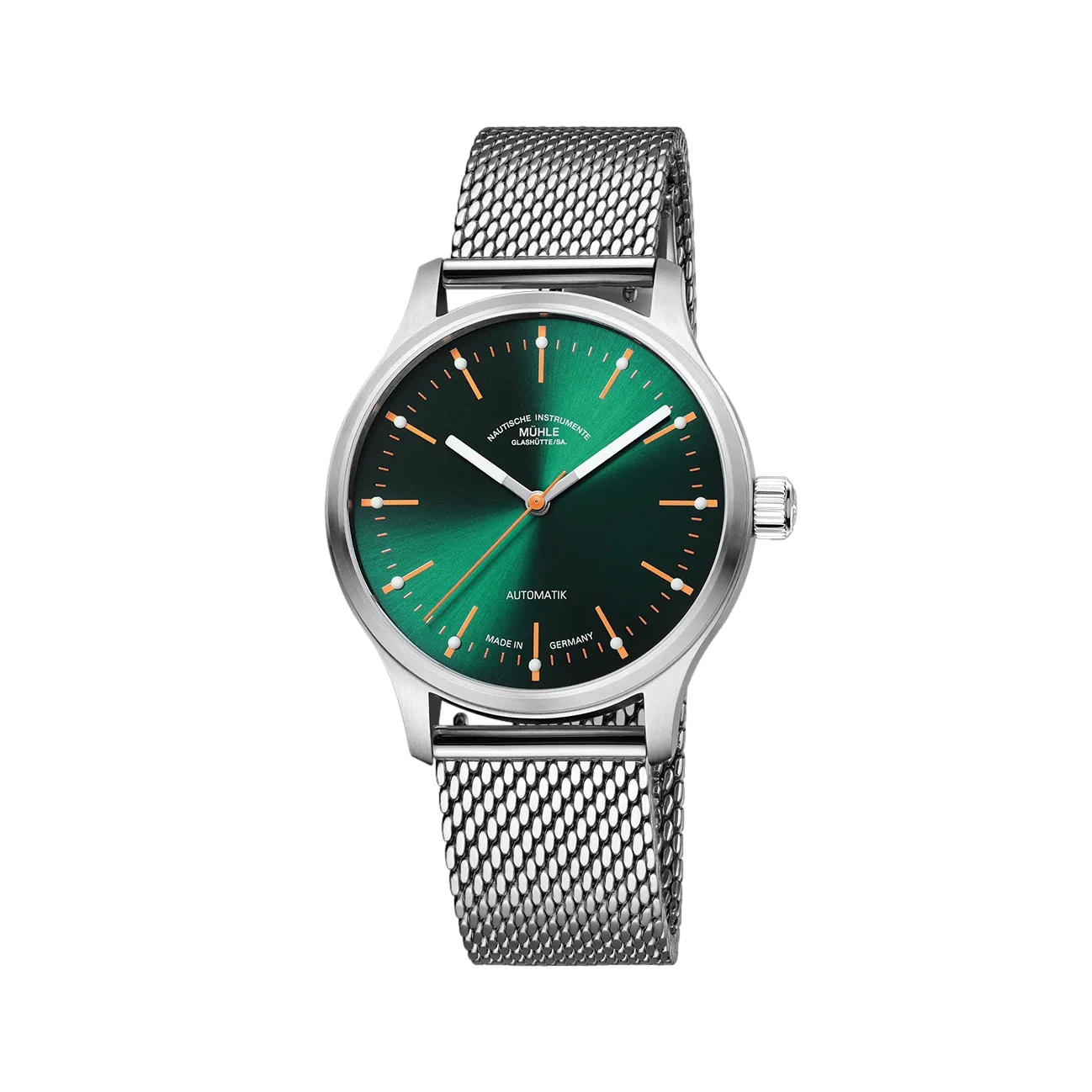 Panova 40mm - Green on Stainless Steel Milanaise Bracelet