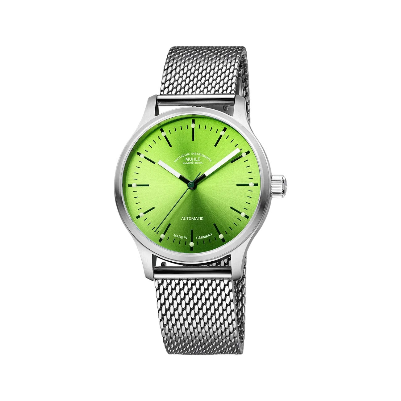 Panova 40mm - Lime on Stainless Steel Milanaise Bracelet
