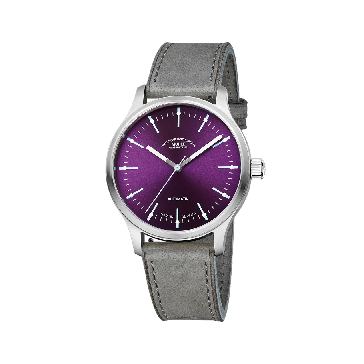 Panova 40mm - Violet on Grey Leather Strap