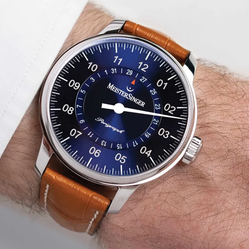 Perigraph 43mm - Sunburst Blue on Leather Strap - Image 2