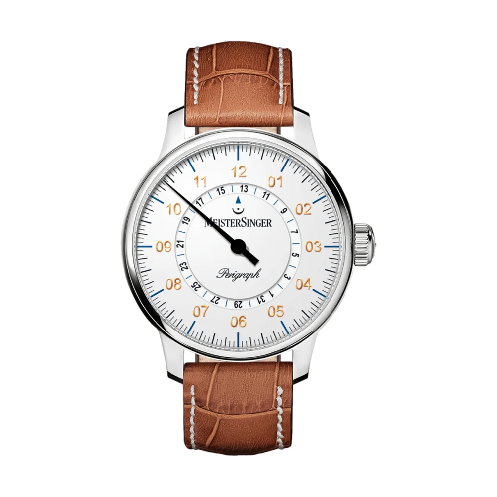 Perigraph 43mm - White on Leather Strap