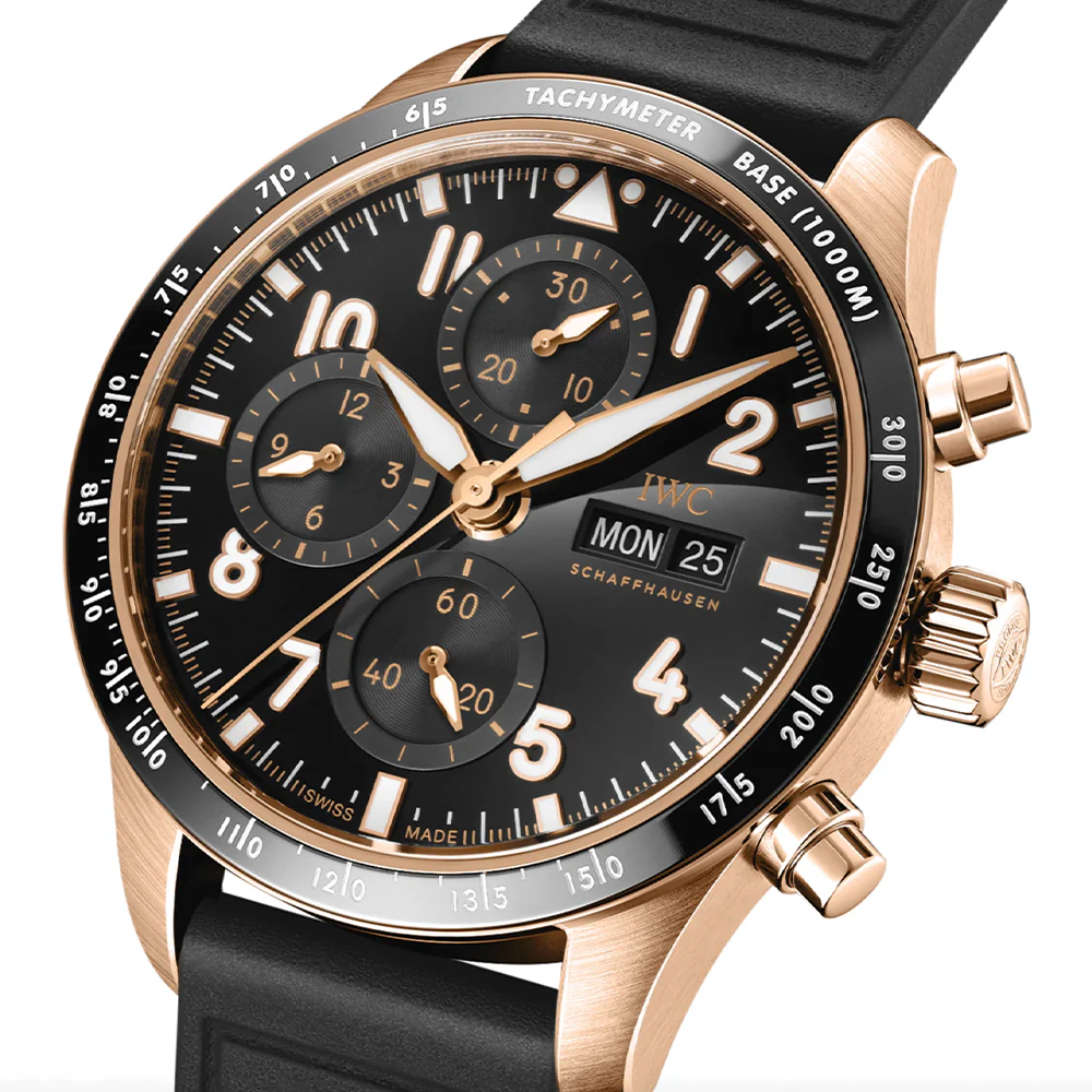 Pilot’s Watch Performance Chronograph 18K 5N Gold Case 41mm - Black on Rubber Strap - Image 2