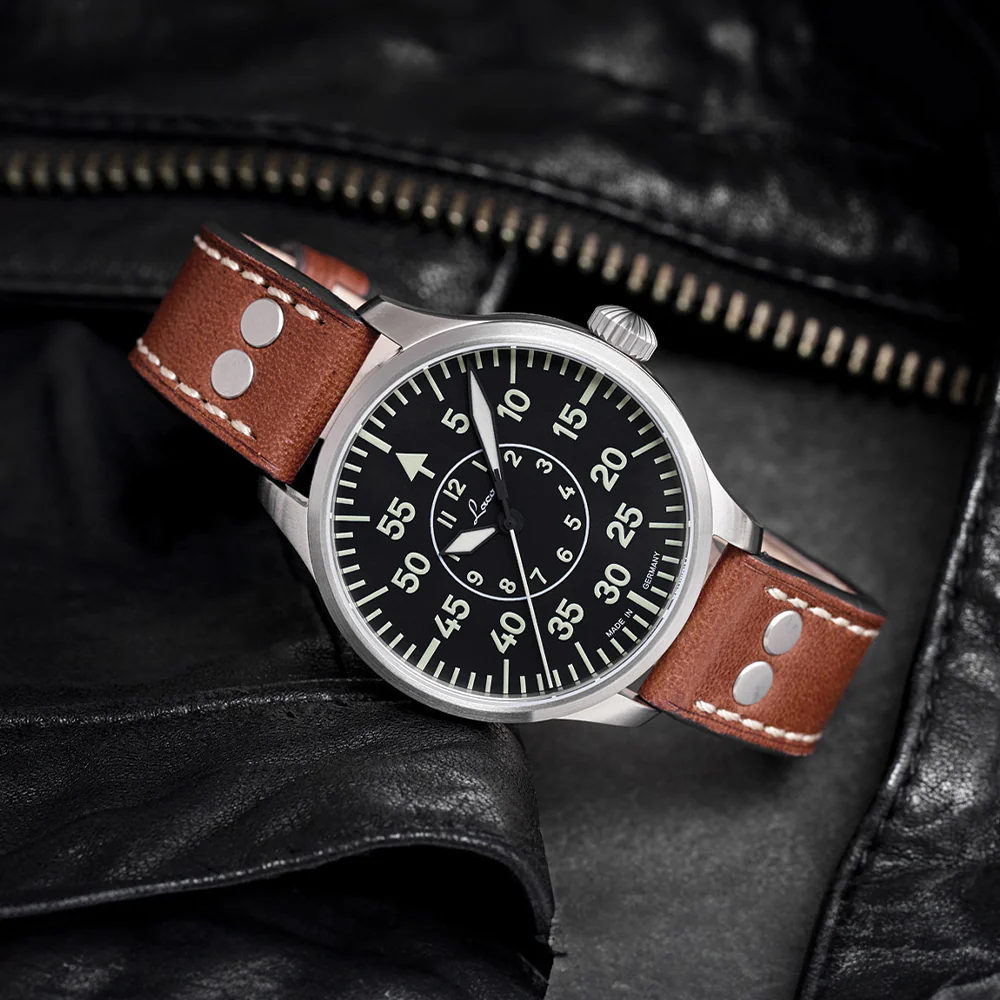 Pilot Watch Basic Aachen 39mm - Black on Leather Strap - Image 2