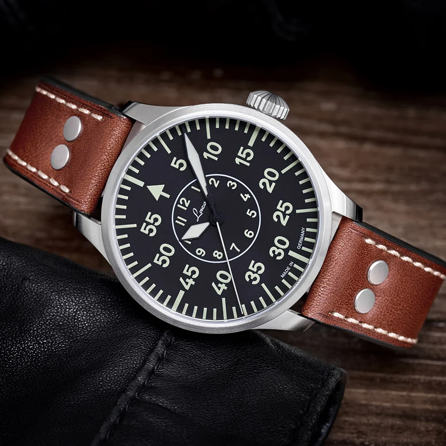 Pilot Watch Basic Aachen 42mm - Black on Leather Strap - Image 2