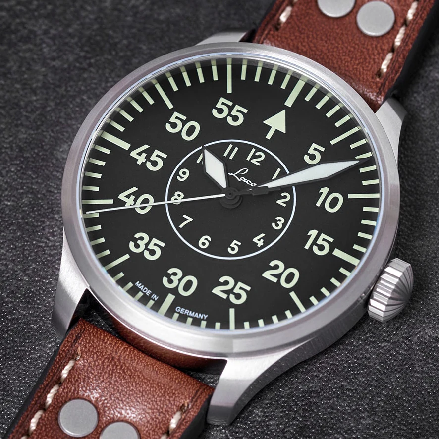 Pilot Watch Basic Aachen 42mm - Black on Leather Strap - Image 3