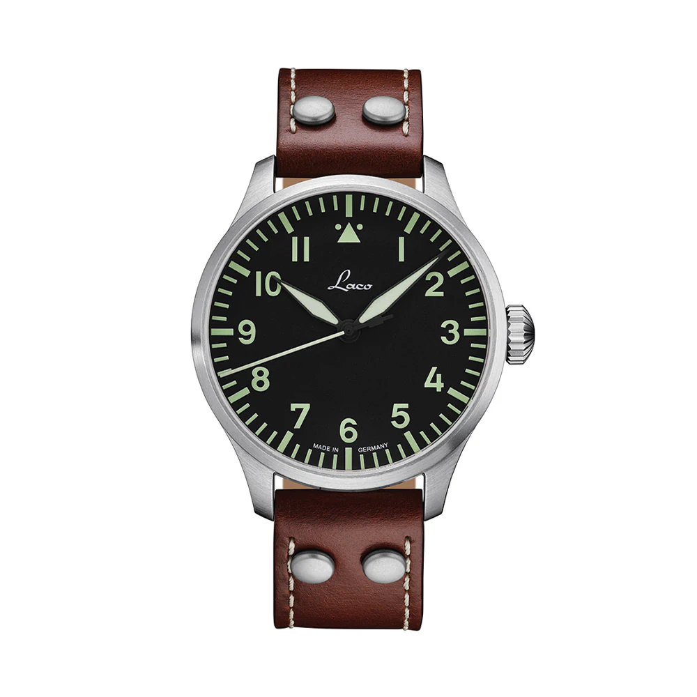 Pilot Watch Basic Augsburg 42mm - Black on Leather Strap