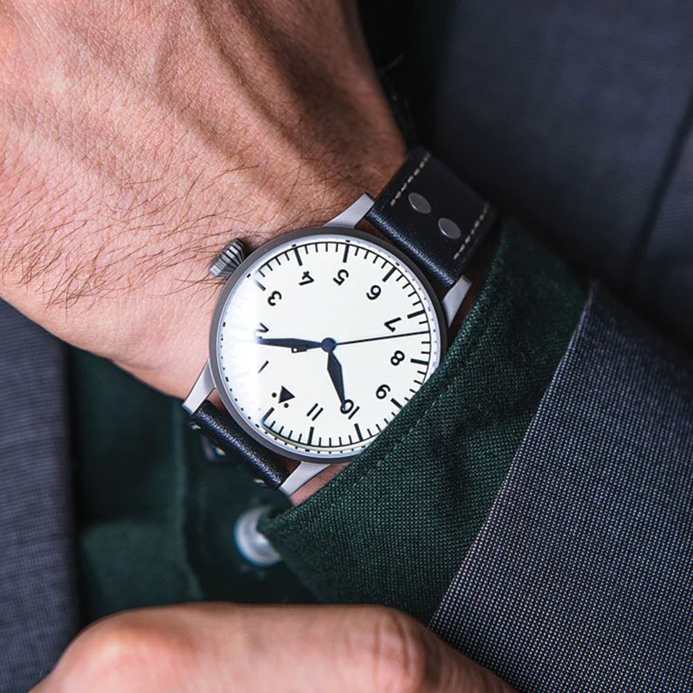Pilot Watch Original Venedig 42mm - White on Leather Strap - Image 3