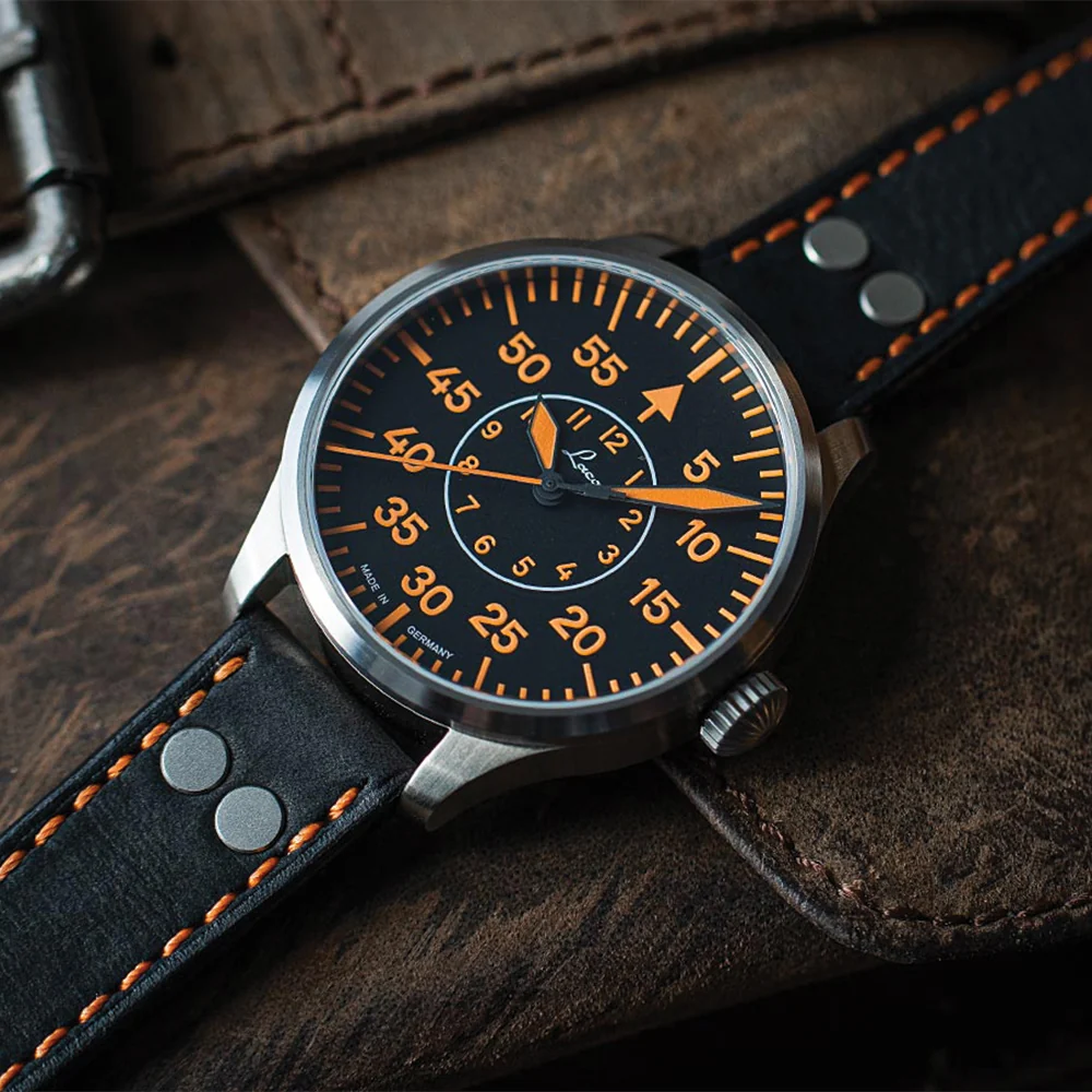 Pilot Watch Basic Palermo Automatic 39mm - Black/Orange on Leather Strap - Image 2