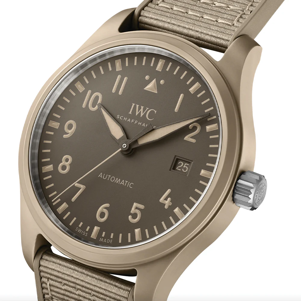 Pilot's Watch Automatic TOP GUN Mojave Desert Ceramic Case 41mm - Brown on Rubber Strap - Image 2