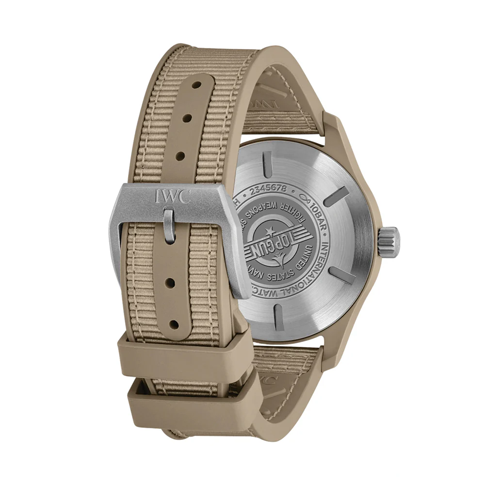 Pilot's Watch Automatic TOP GUN Mojave Desert Ceramic Case 41mm - Brown on Rubber Strap - Image 4