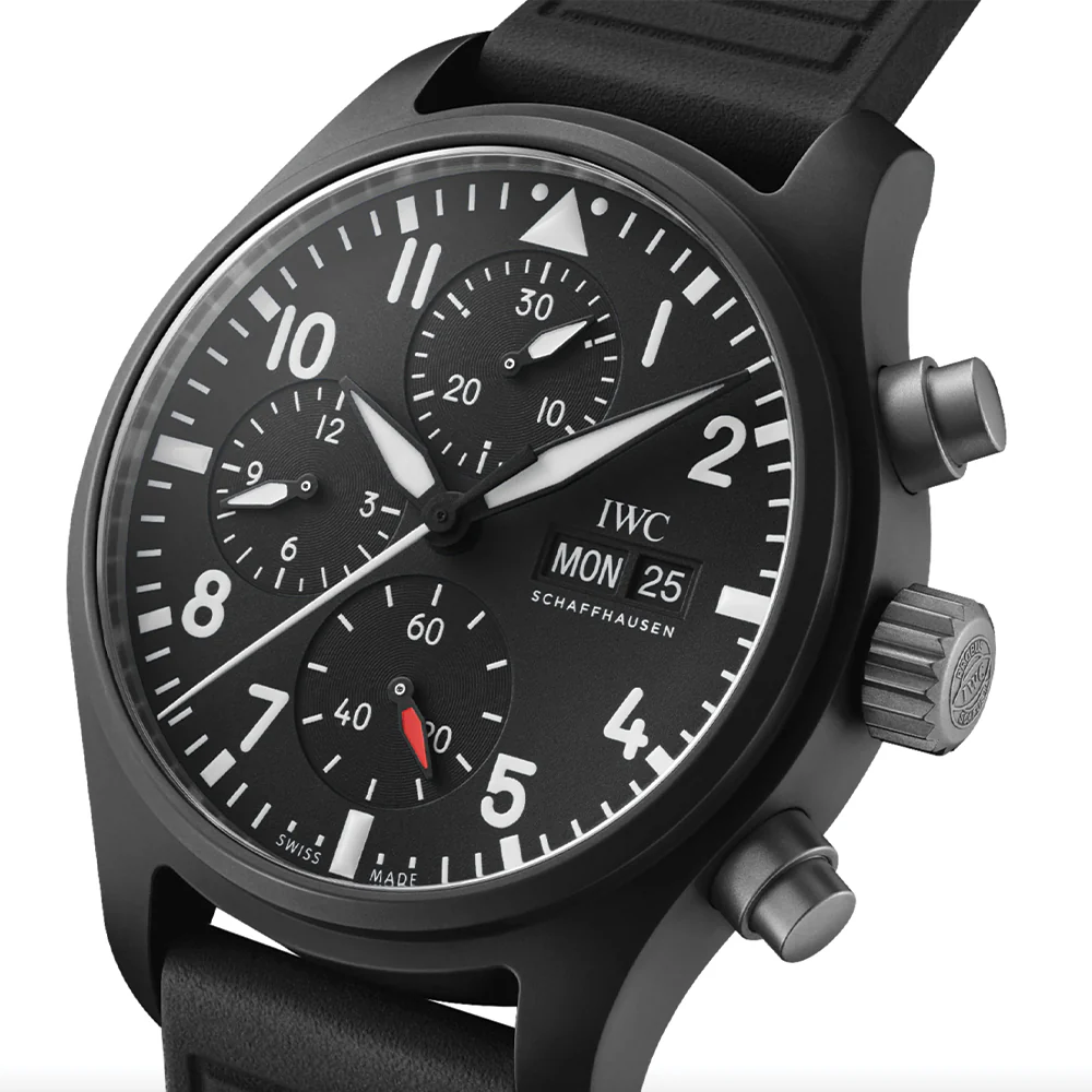 Pilot's Watch Chronograph TOP GUN Ceramic Case 41.9mm - Black on Rubber Strap - Image 2