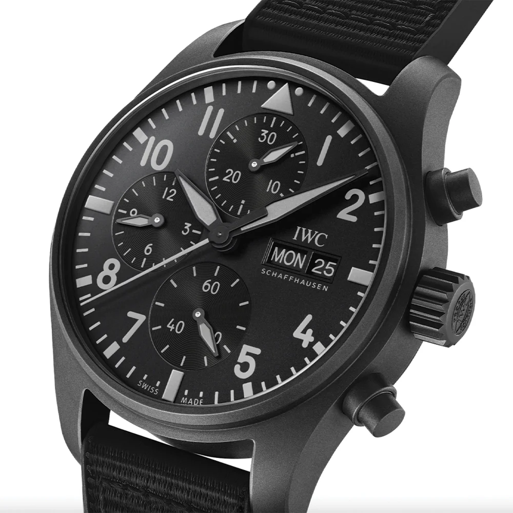 Pilot's Watch Chronograph TOP GUN Ceratanium® Case 41mm - Black on Rubber Strap - Image 2