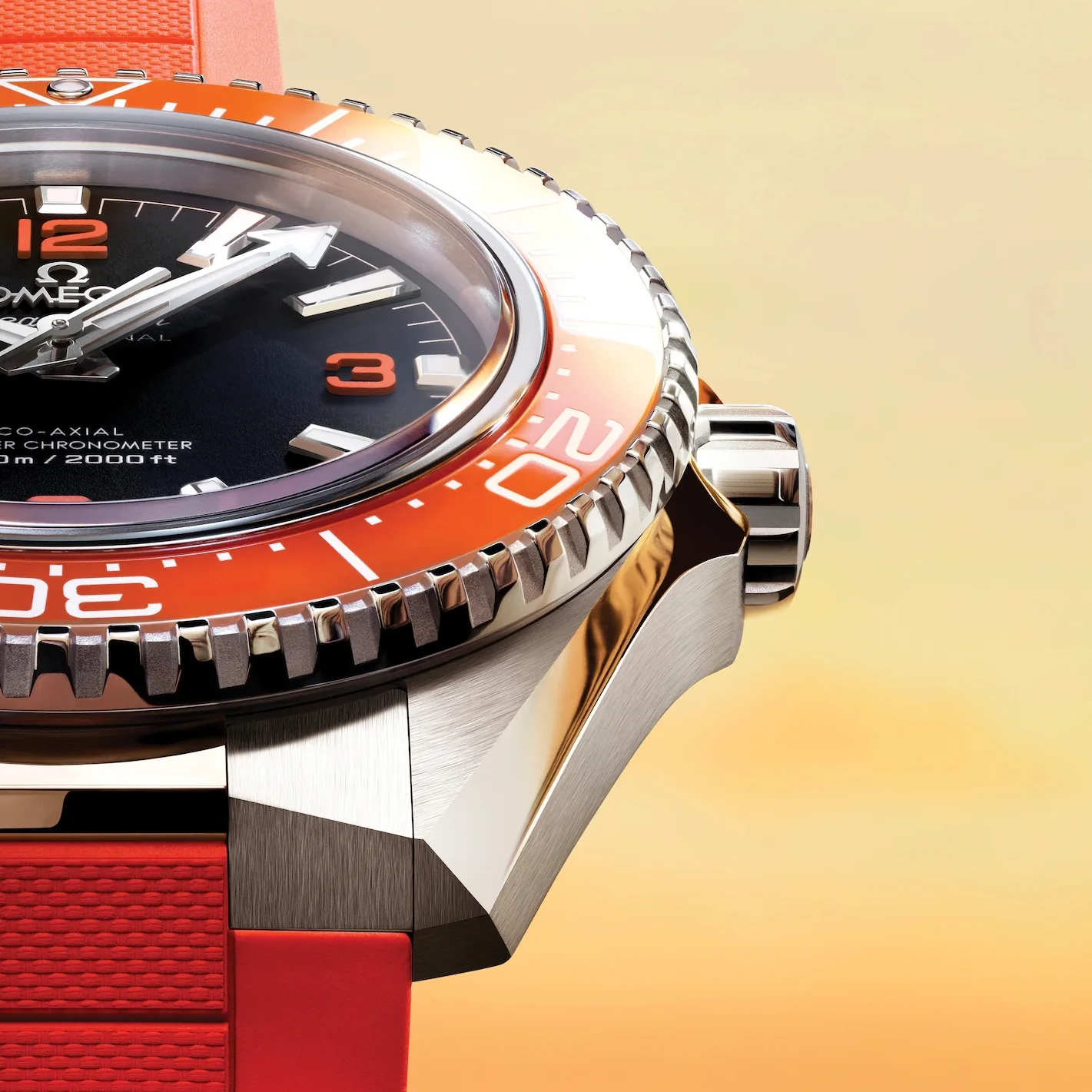 Seamaster Planet Ocean 600M 42mm - Black and Orange on Orange Rubber Strap - Image 4