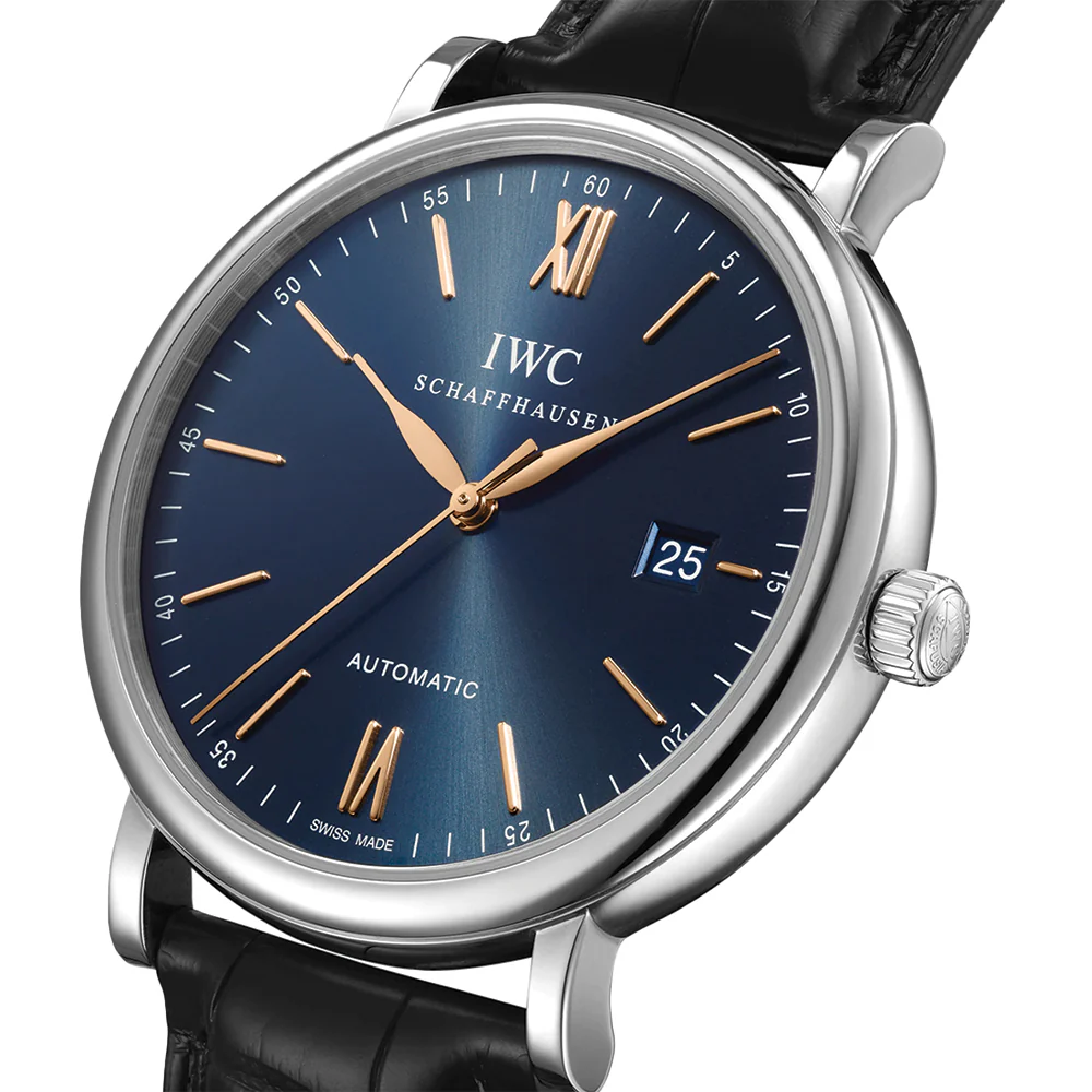 Portofino Automatic Gold Accents 40mm - Blue on Leather Strap - Image 2
