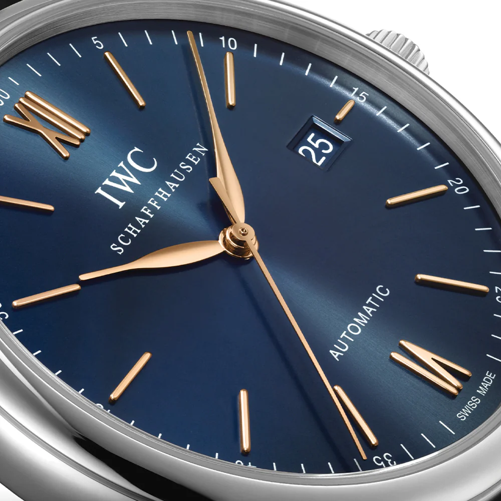 Portofino Automatic Gold Accents 40mm - Blue on Leather Strap - Image 3