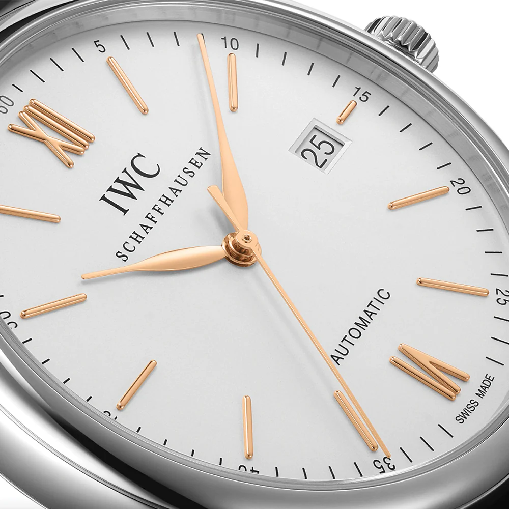 Portofino Automatic Gold Accents 40mm - Silver on Leather Strap - Image 3