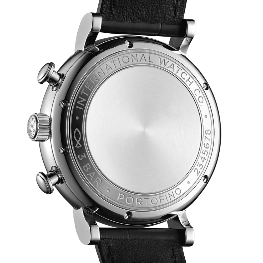 Portofino Chronograph Gold Accents 42mm - Silver-Plated on Leather Strap - Image 5