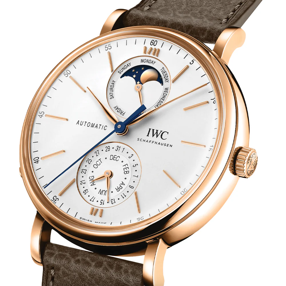 Portofino Complete Calendar 18K 5N Gold Case 41mm - Silver-Plated on Leather Strap - Image 2