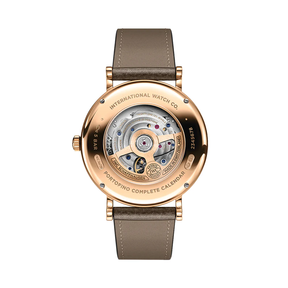 Portofino Complete Calendar 18K 5N Gold Case 41mm - Silver-Plated on Leather Strap - Image 3