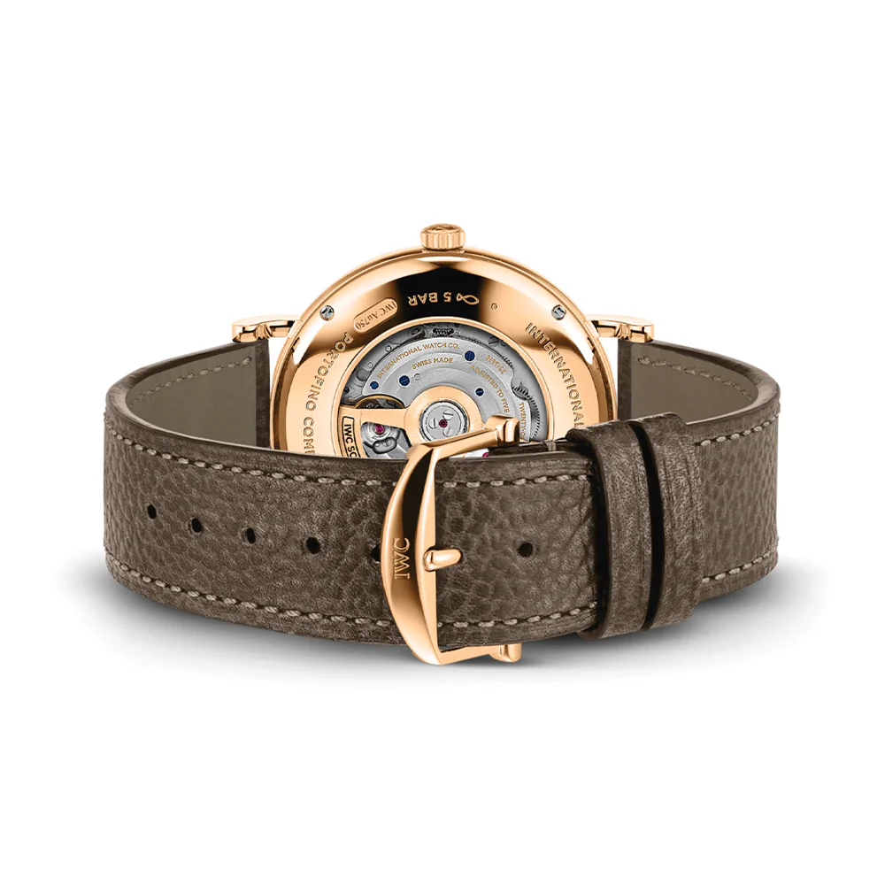 Portofino Complete Calendar 18K 5N Gold Case 41mm - Silver-Plated on Leather Strap - Image 4