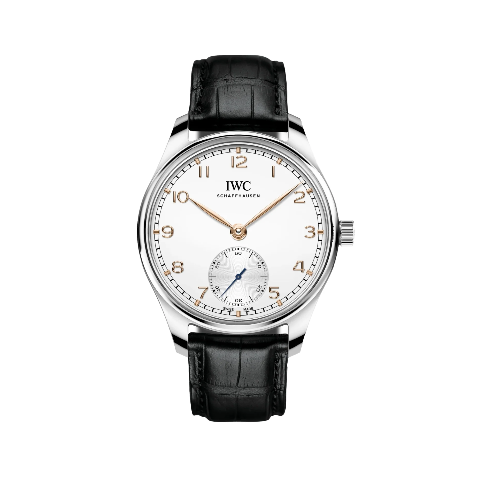 Portugieser Automatic 40mm - Silver w/ Black Accents on Leather Strap