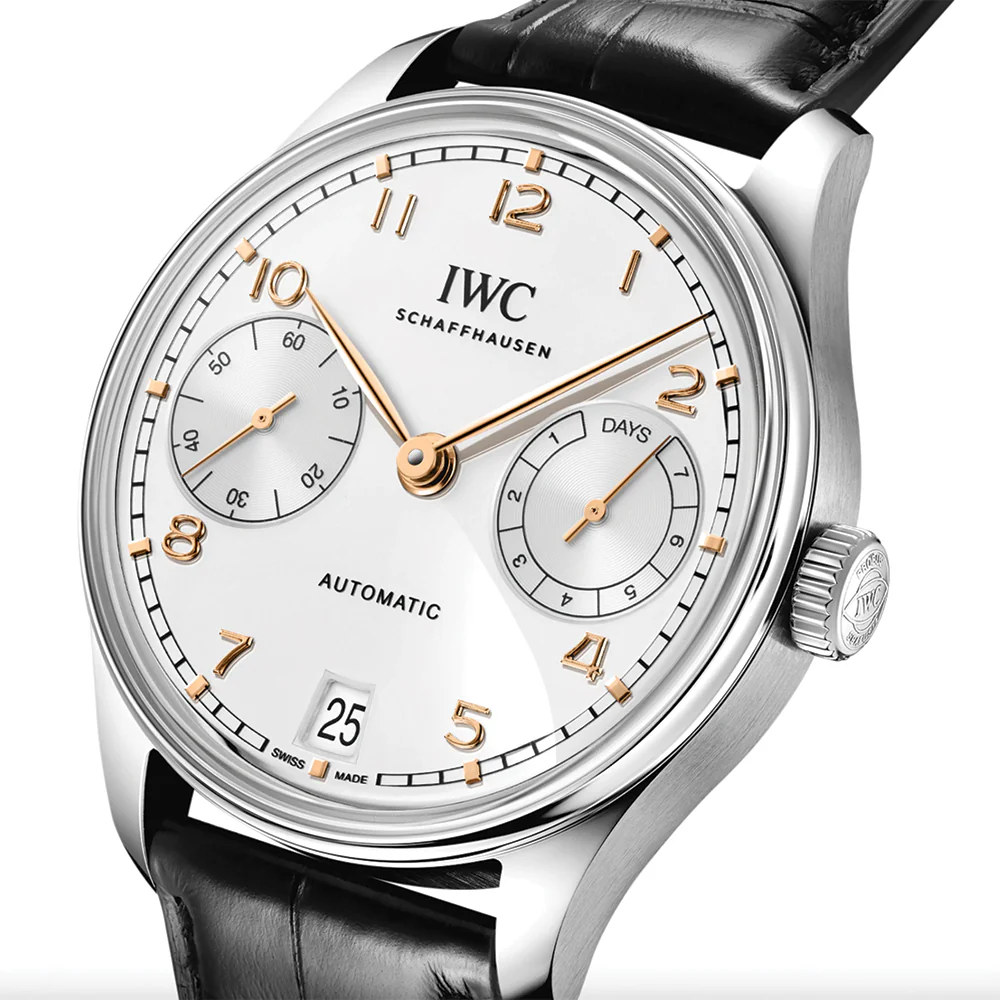 Portugieser Automatic Gold Accents 42mm - Silver-Plated on Leather Strap - Image 2