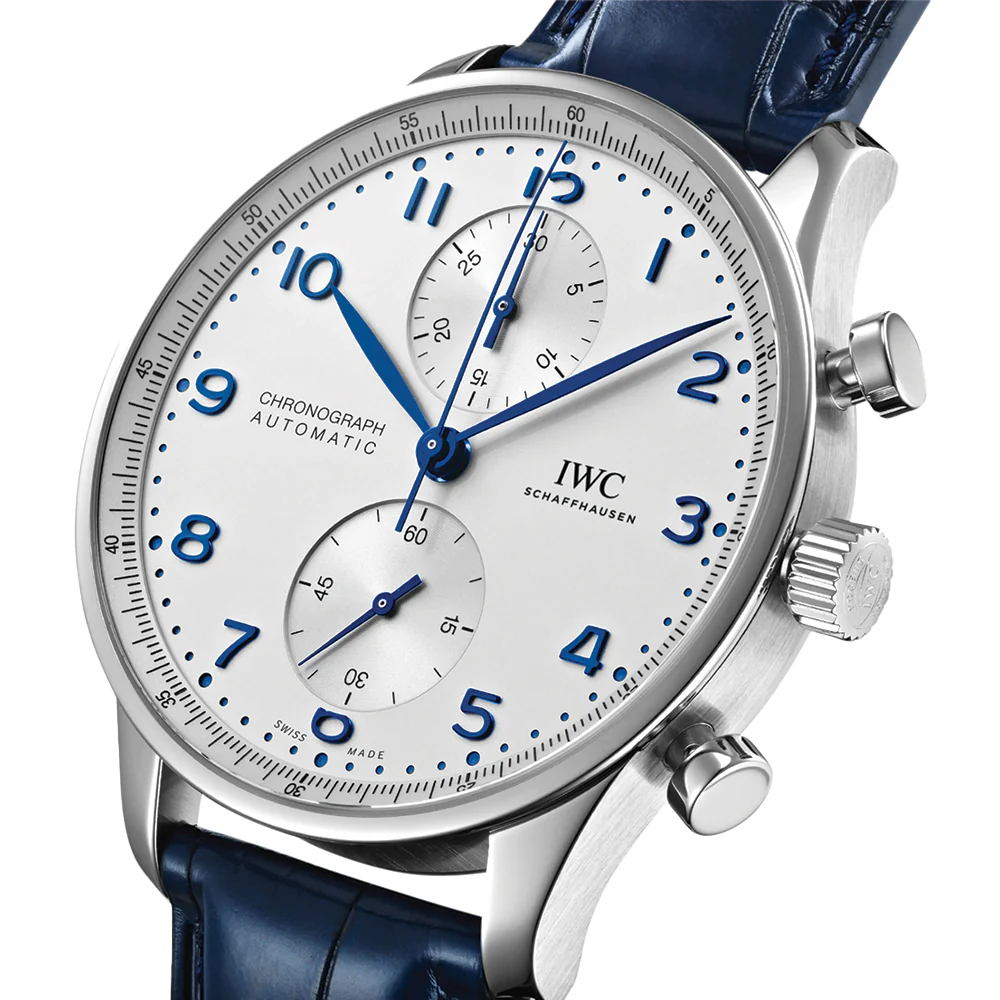 Portugieser Chronograph Blue Accents 41mm - Silver-Plated on Blue Leather Strap - Image 2
