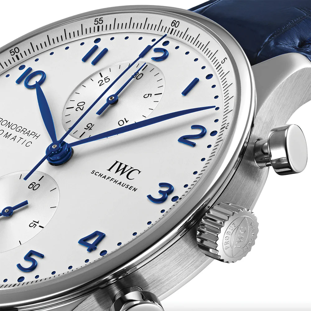 Portugieser Chronograph Blue Accents 41mm - Silver-Plated on Blue Leather Strap - Image 4