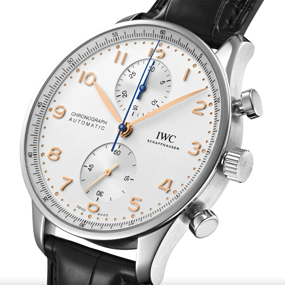 Portugieser Chronograph Gold Accents 41mm - Silver-Plated on Leather Strap - Image 2
