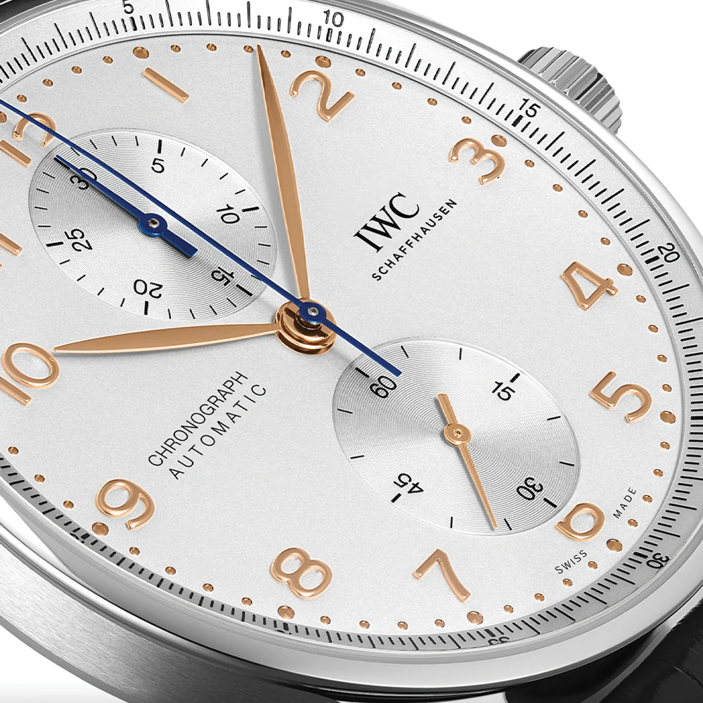 Portugieser Chronograph Gold Accents 41mm - Silver-Plated on Leather Strap - Image 3