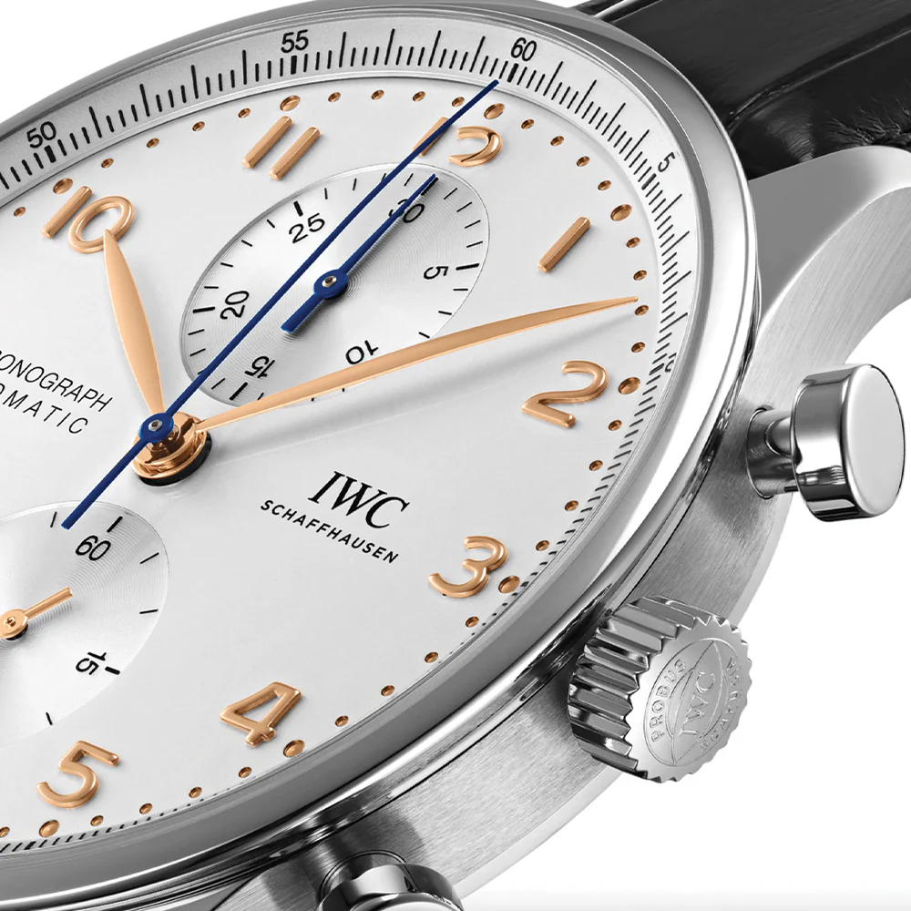 Portugieser Chronograph Gold Accents 41mm - Silver-Plated on Leather Strap - Image 4
