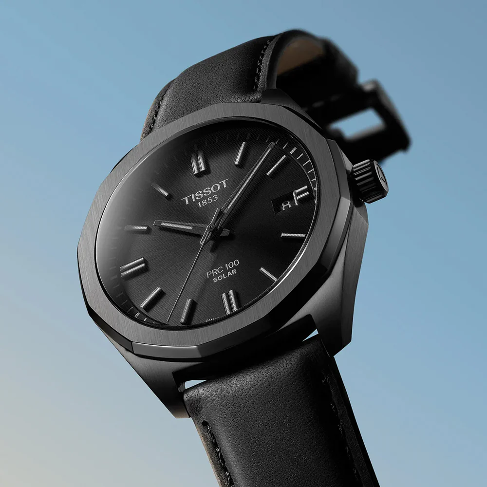 PRC 100 Solar Quartz 39mm - Black on Leather Strap - Image 2