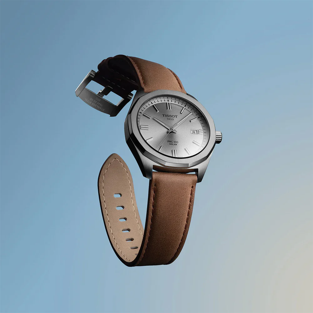 PRC 100 Solar Quartz 39mm - Silver on Leather Strap - Image 2