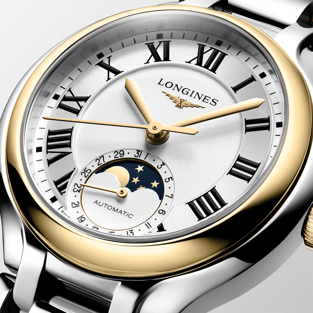 Primaluna Moonphase Two-Tone 34mm - Silver on Bracelet - Image 3