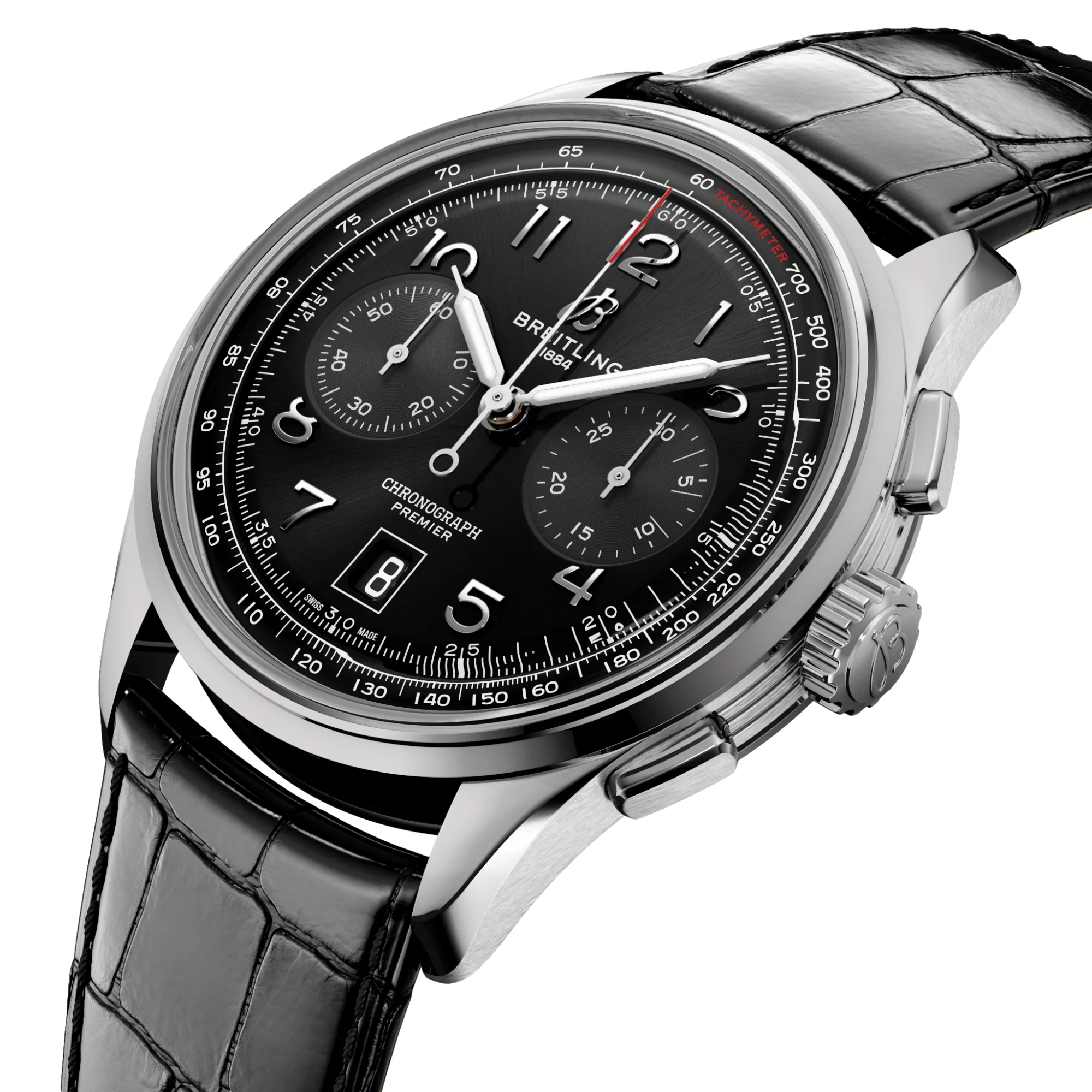Premier B01 Chronograph 42mm - Black on Leather Strap - Image 2