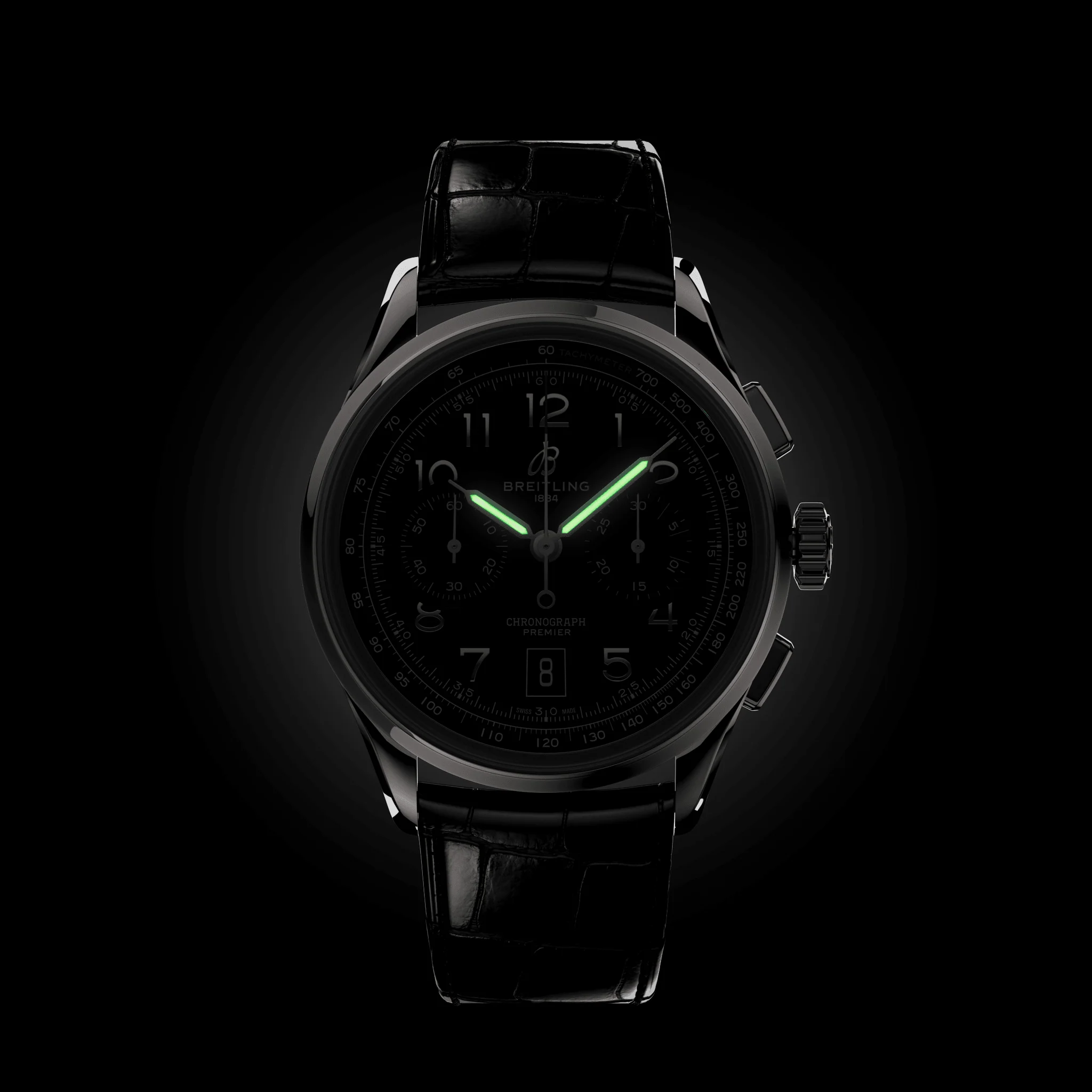 Premier B01 Chronograph 42mm - Black on Leather Strap - Image 6
