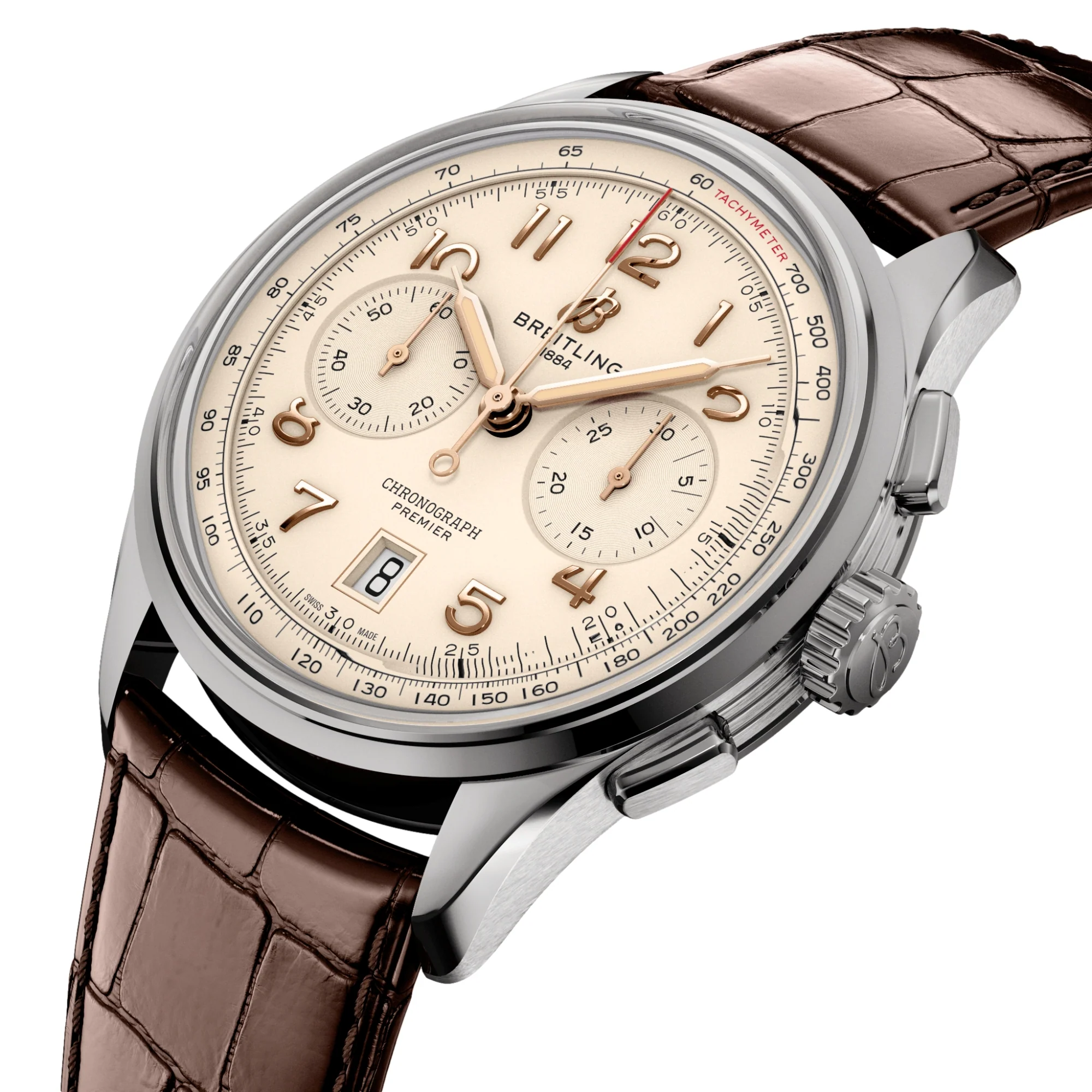 Premier B01 Chronograph 42mm - Cream on Leather Strap - Image 2