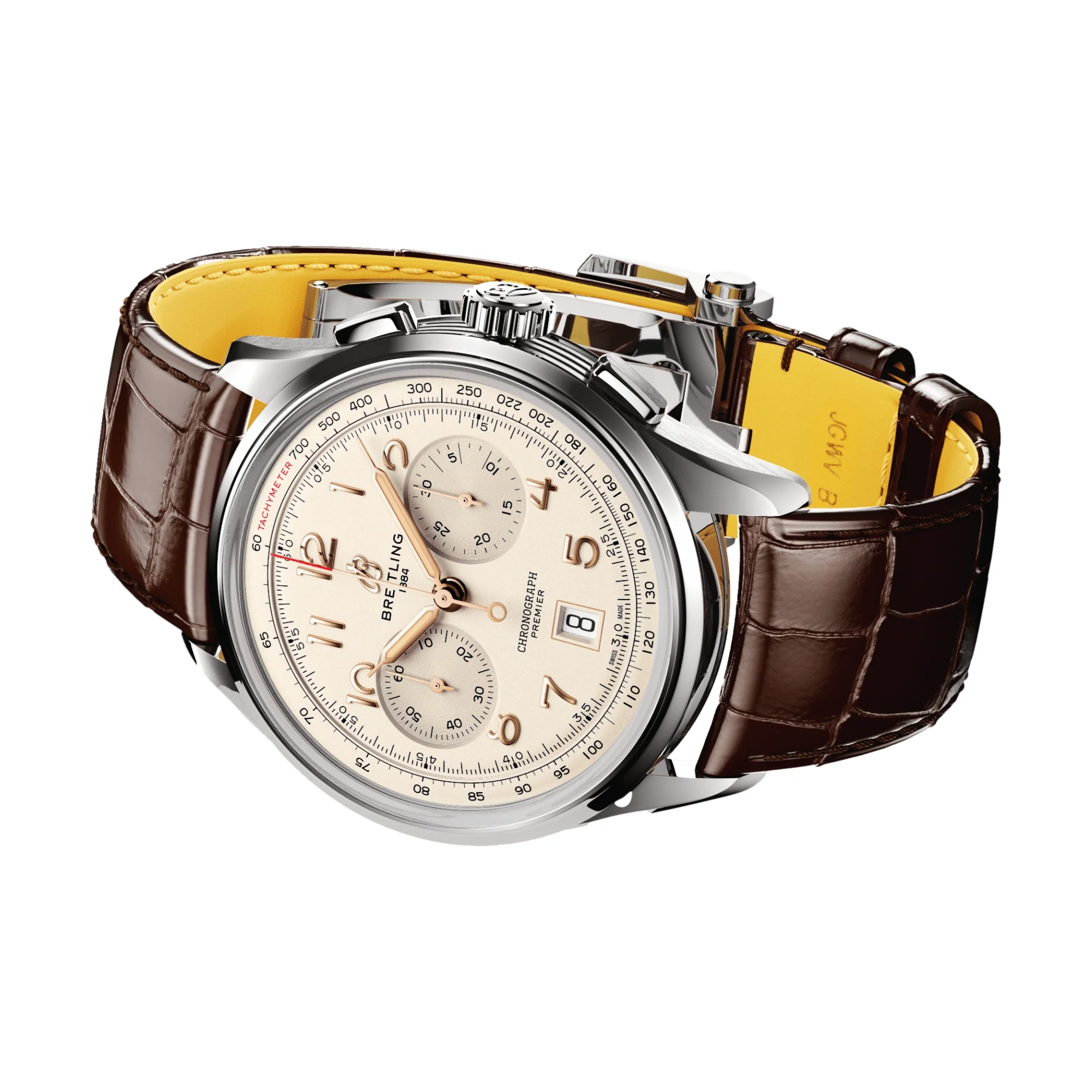 Premier B01 Chronograph 42mm - Cream on Leather Strap - Image 3