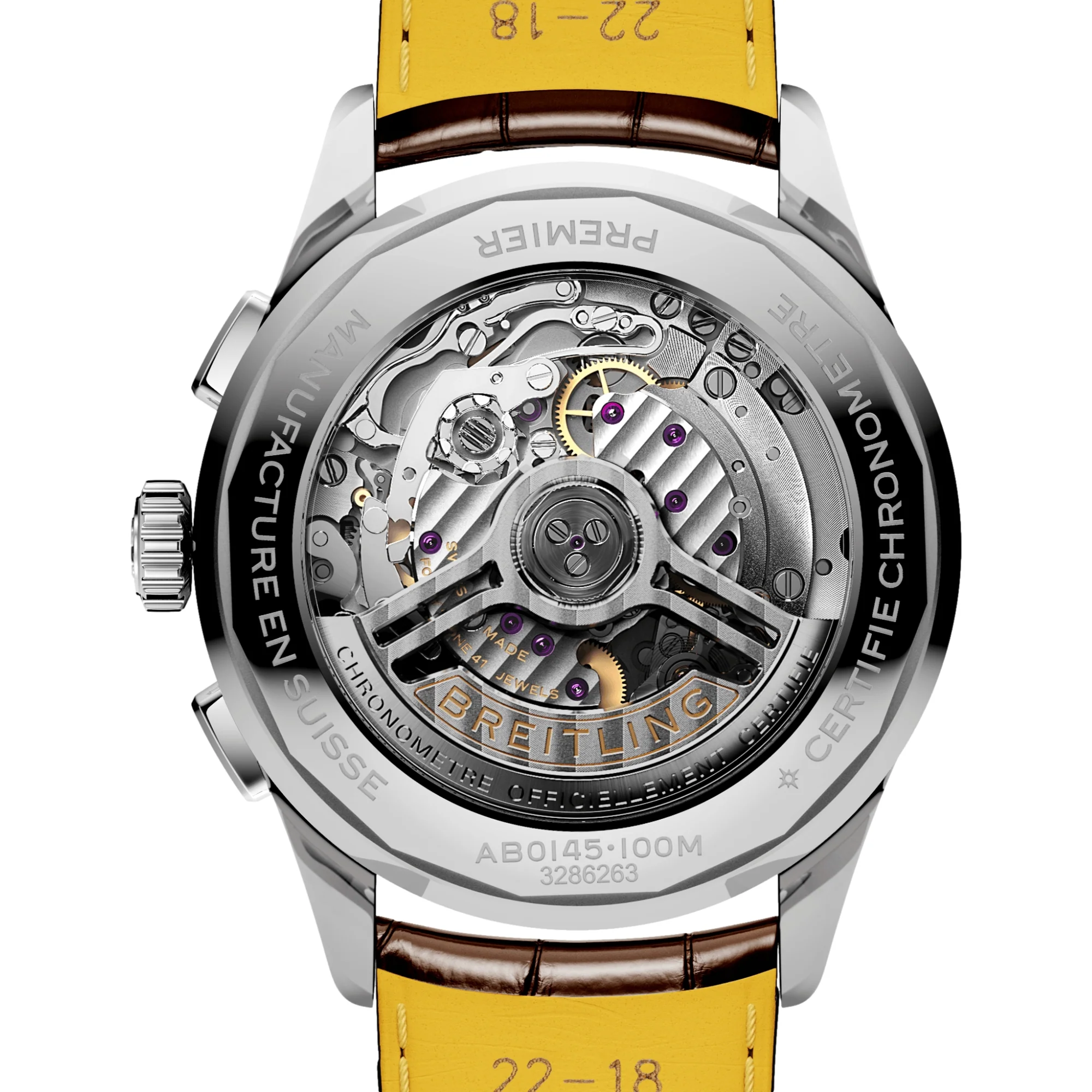Premier B01 Chronograph 42mm - Cream on Leather Strap - Image 4