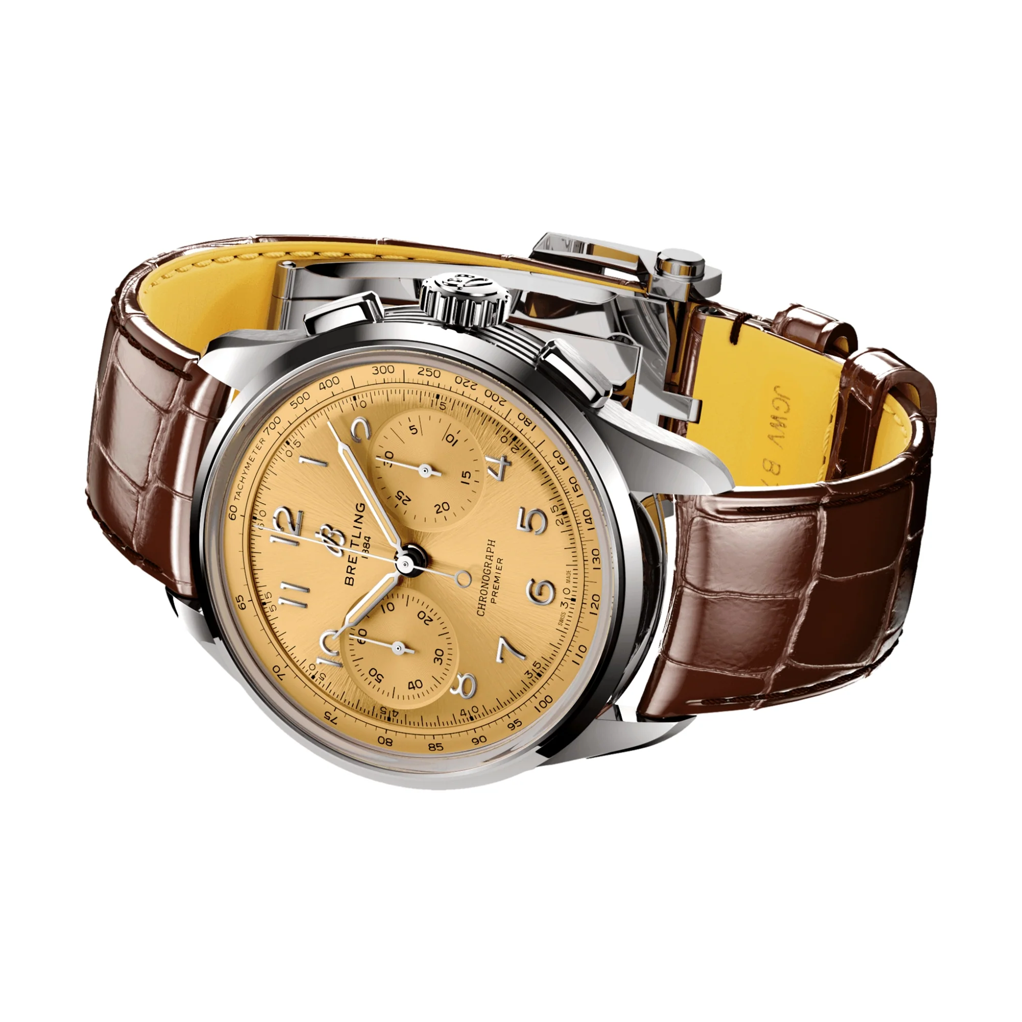 Premier B09 Chronograph 40mm - Champagne on Leather Strap - Image 3