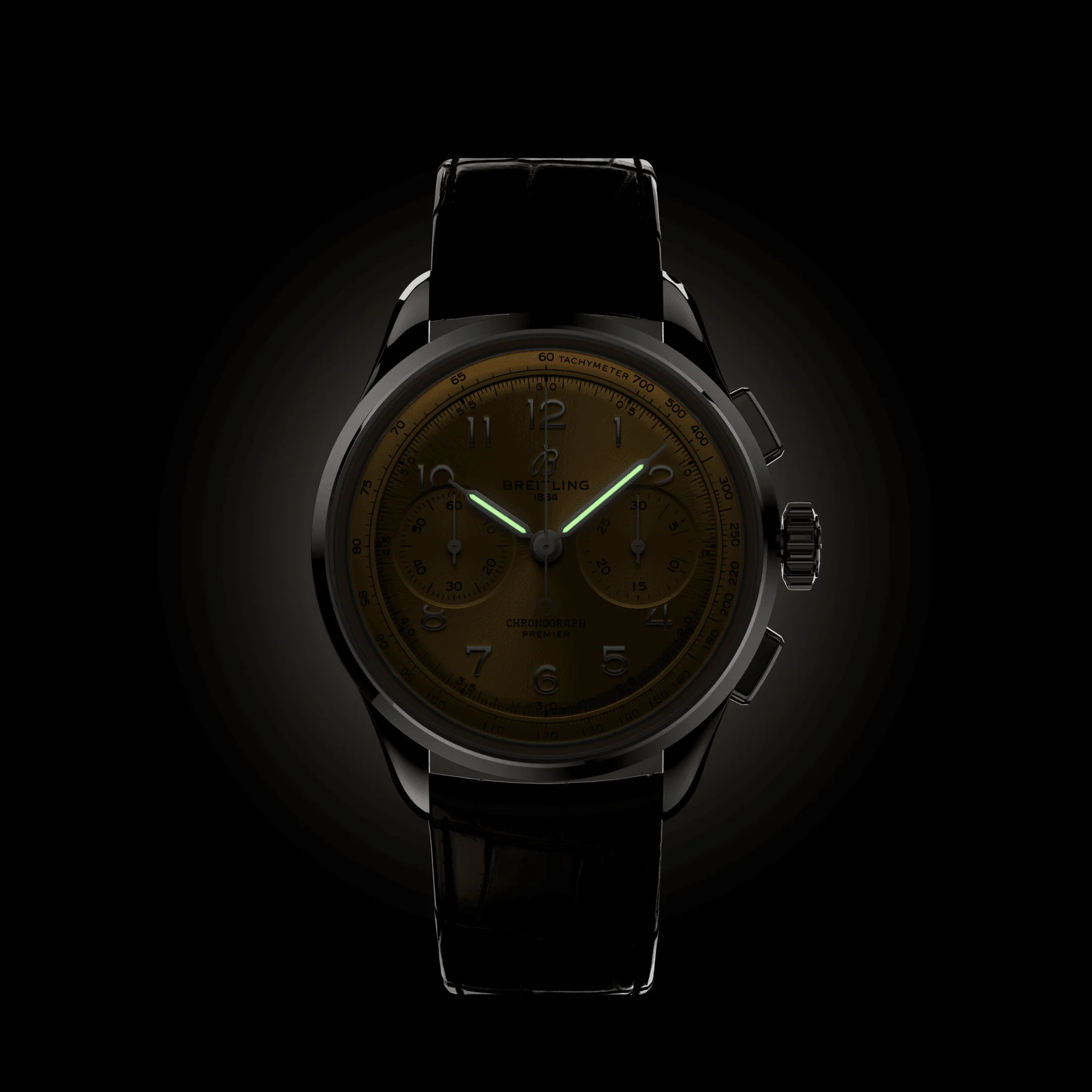 Premier B09 Chronograph 40mm - Champagne on Leather Strap - Image 5