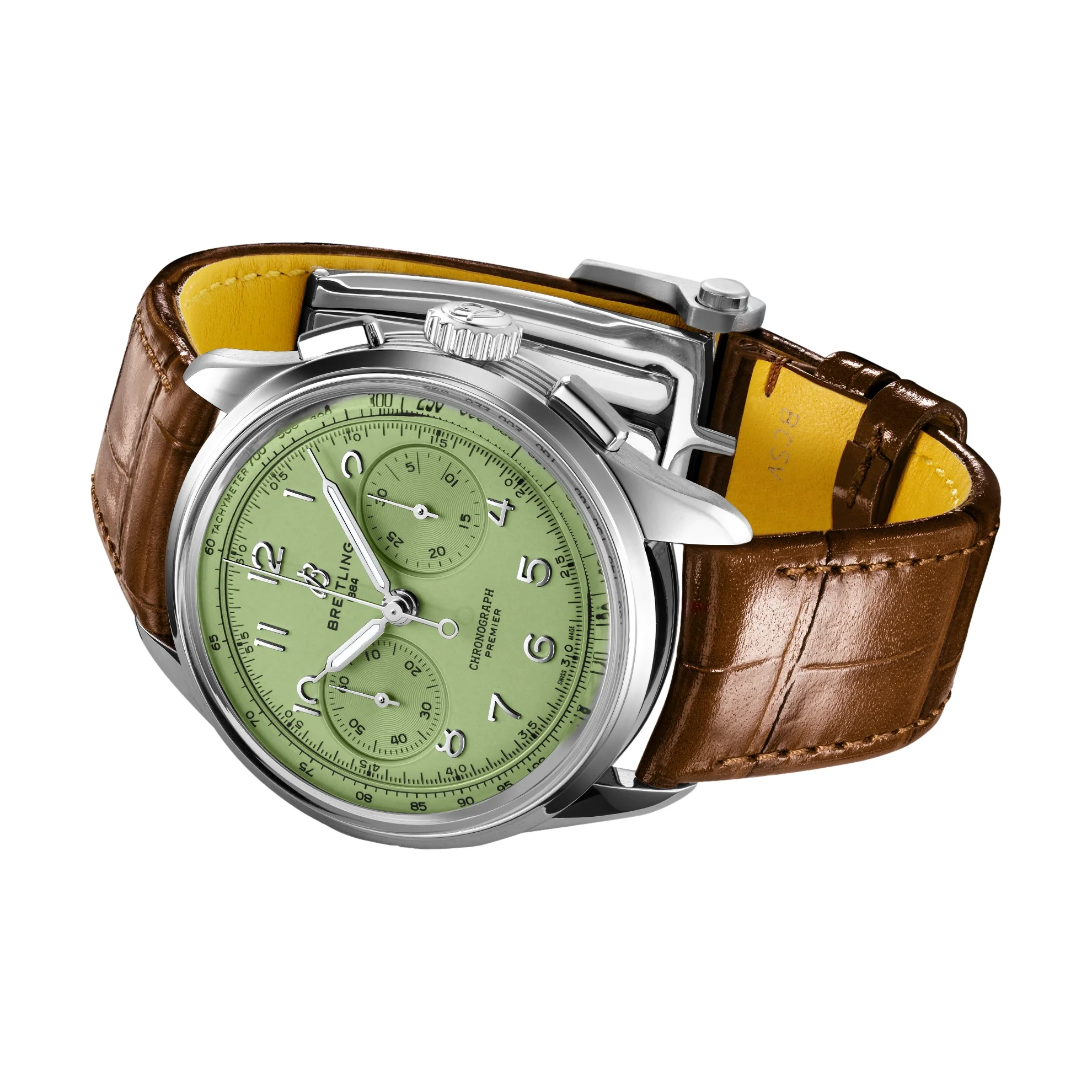 Premier B09 Chronograph 40mm - Pistachio Green on Leather Strap - Image 5