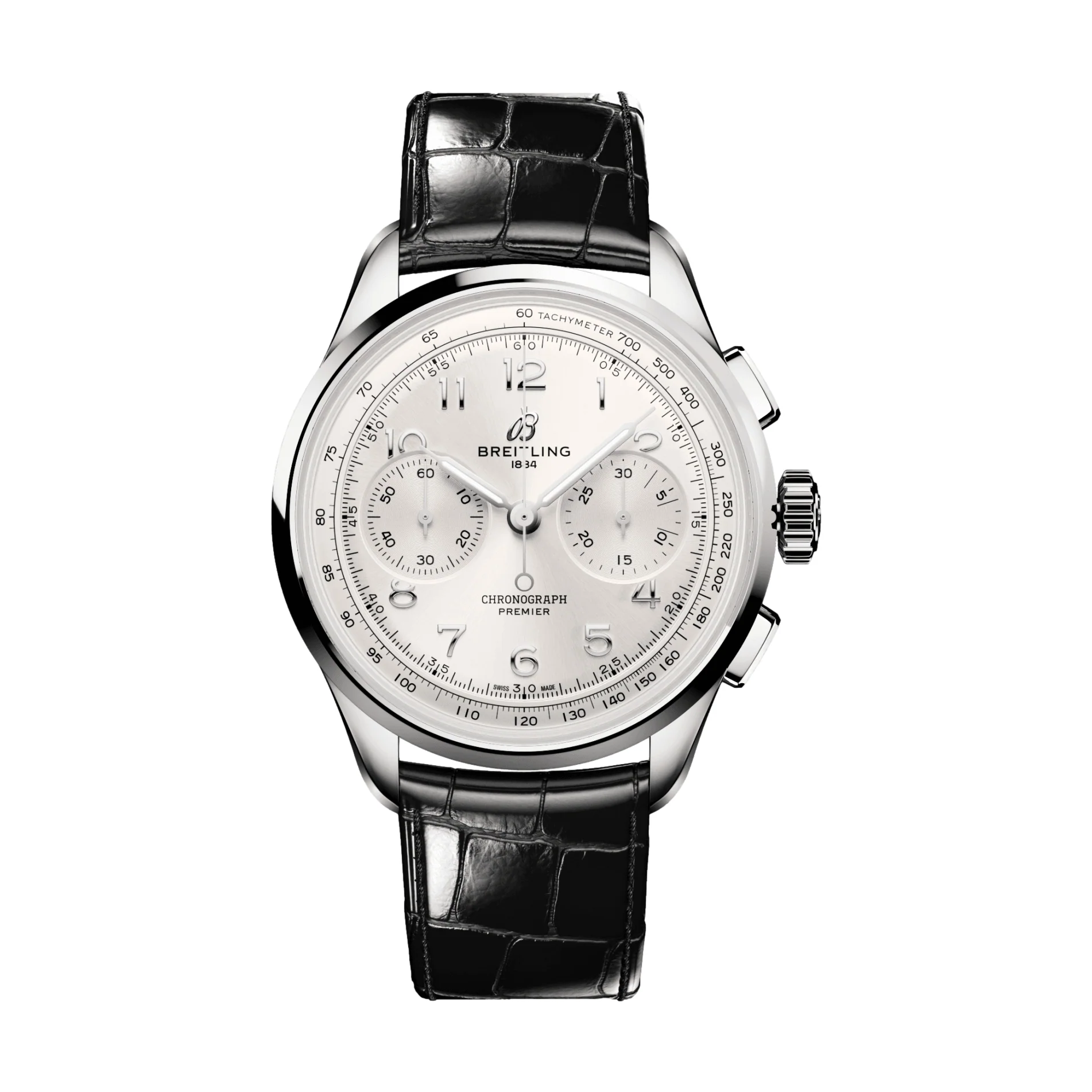 Premier B09 Chronograph 40mm - Silver on Leather Strap